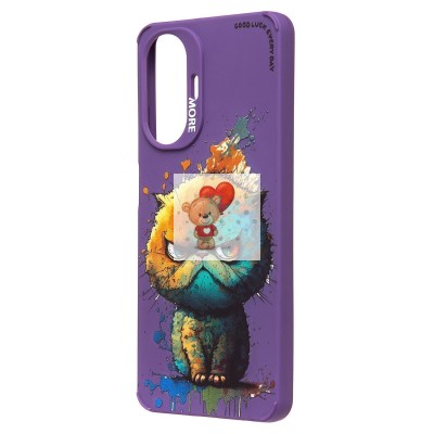 Чехол-накладка для Realme C55 (кот) (фиолетовый) - SC335