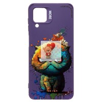 Чехол-накладка для Samsung Galaxy A12 (кот) (фиолетовый) - SC335 Чехол-накладка для Samsung Galaxy A12 (кот) (фиолетовый) - SC335
