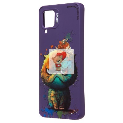 Чехол-накладка для Samsung Galaxy A12 (кот) (фиолетовый) - SC335 Чехол-накладка для Samsung Galaxy A12 (кот) (фиолетовый) - SC335