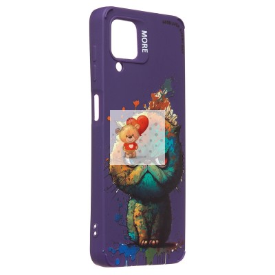 Чехол-накладка для Samsung Galaxy A12 (кот) (фиолетовый) - SC335 Чехол-накладка для Samsung Galaxy A12 (кот) (фиолетовый) - SC335