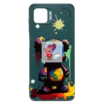 Чехол-накладка для Samsung Galaxy A12 (медведь) (темно-зеленый) - SC335