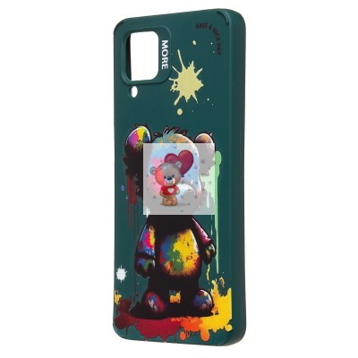 Чехол-накладка для Samsung Galaxy A12 (медведь) (темно-зеленый) - SC335