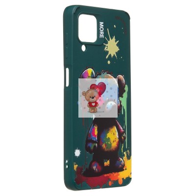 Чехол-накладка для Samsung Galaxy A12 (медведь) (темно-зеленый) - SC335