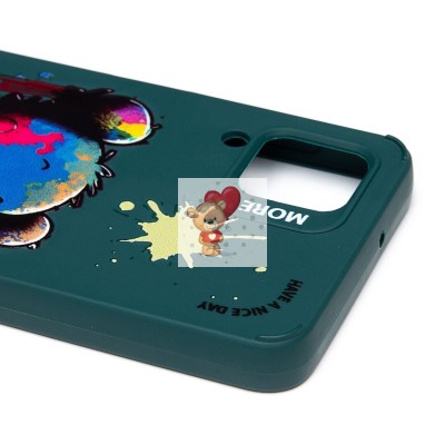 Чехол-накладка для Samsung Galaxy A12 (медведь) (темно-зеленый) - SC335