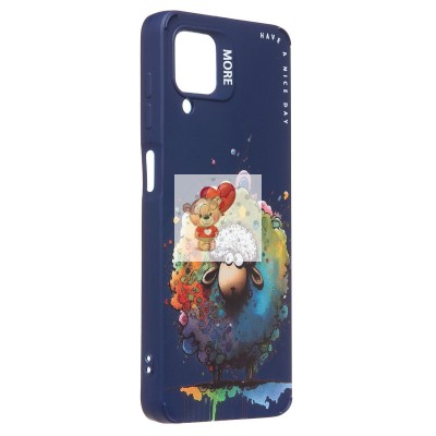 Чехол-накладка для Samsung Galaxy A12 (овечка) (темно-синий) - SC335