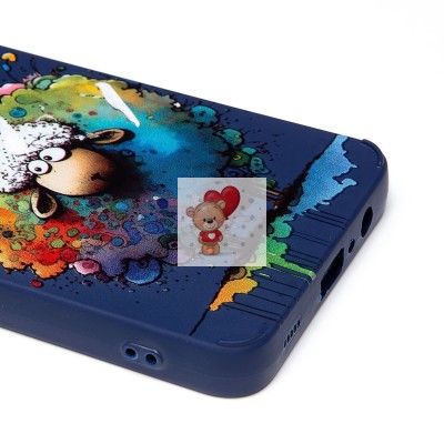 Чехол-накладка для Samsung Galaxy A12 (овечка) (темно-синий) - SC335