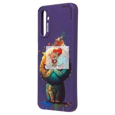 Чехол-накладка для Samsung Galaxy A14 4G (кот) (фиолетовый) - SC335 Чехол-накладка для Samsung Galaxy A14 4G (кот) (фиолетовый) - SC335