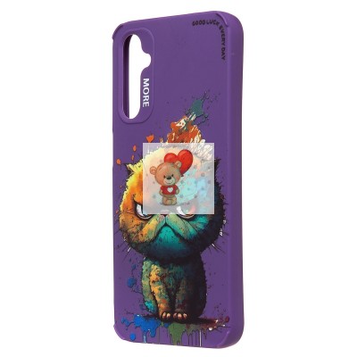 Чехол-накладка для Samsung Galaxy A24 4G (кот) (фиолетовый) - SC335 Чехол-накладка для Samsung Galaxy A24 4G (кот) (фиолетовый) - SC335