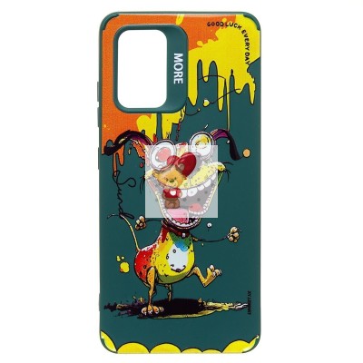 Чехол-накладка для Samsung Galaxy A32 4G (собака) (темно-зеленый) - SC335