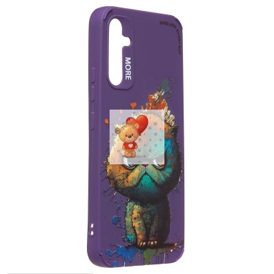 Чехол-накладка для Samsung Galaxy A34 (кот) (фиолетовый) - SC335