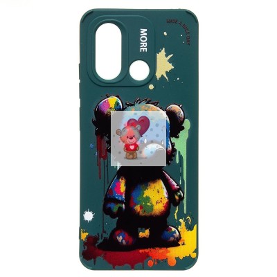 Чехол-накладка для Xiaomi Redmi 12C (медведь) (темно-зеленый) - SC335
