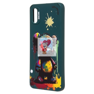 Чехол-накладка для Xiaomi Redmi 9A (медведь) (темно-зеленый) - SC335