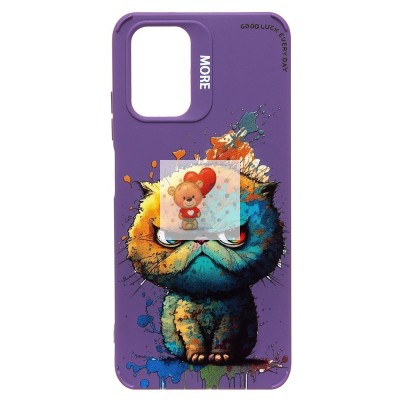 Чехол-накладка для Xiaomi Redmi Note 10 (кот) (фиолетовый) - SC335 Чехол-накладка для Xiaomi Redmi Note 10 (кот) (фиолетовый) - SC335