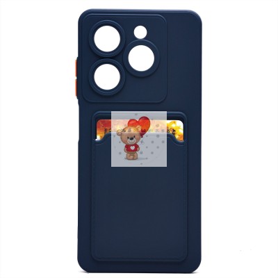 Чехол-накладка для Tecno Pop 8 (темно-синий) - SC337 с картхолдером