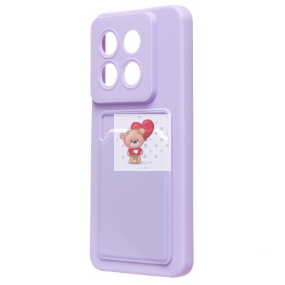 Чехол-накладка для Xiaomi 14 Pro (светло-фиолетовый) - SC337 с картхолдером