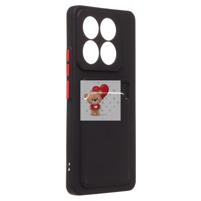 Чехол-накладка для Xiaomi 14T (черный) - SC337 с картхолдером