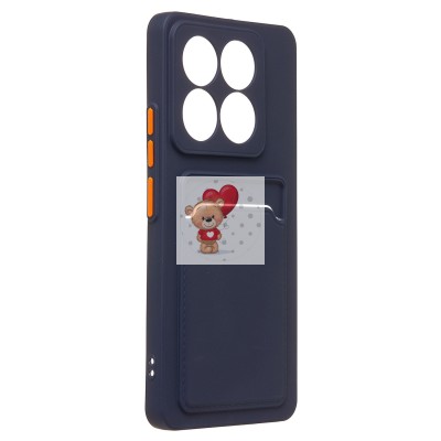 Чехол-накладка для Xiaomi 14T (темно-синий) - SC337 с картхолдером