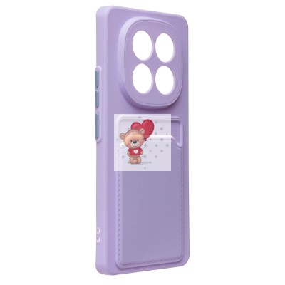 Чехол-накладка для Xiaomi Redmi Note 14 Pro 5G Global (светло-фиолетовый) - SC337 с картхолдером