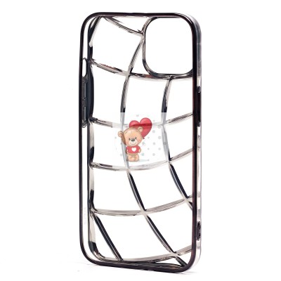 Чехол-накладка для Apple iPhone 14 (прозрачный/черный) - SC340