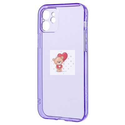 Чехол-накладка для Apple iPhone 12 (прозрачный/фиолетовый) - SC344 Чехол-накладка для Apple iPhone 12 (прозрачный/фиолетовый) - SC344