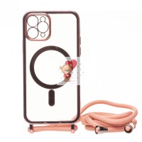 Чехол-накладка для Apple iPhone 11 Pro на ремешке (розовое золото) - SM016 SafeMag Чехол-накладка для Apple iPhone 11 Pro на ремешке (розовое золото) - SM016 SafeMag
