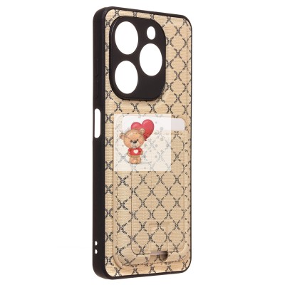 Чехол-накладка для Tecno Pop 8 (белый) - SM022 c картхолдером