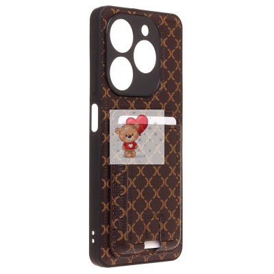 Чехол-накладка для Tecno Spark 20/Spark 20C (кофейный) - SM022 c картхолдером Чехол-накладка для Tecno Spark 20/Spark 20C (кофейный) - SM022 c картхолдером