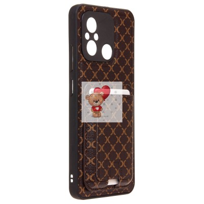 Чехол-накладка для Xiaomi Redmi 12C (кофейный) - SM022 c картхолдером