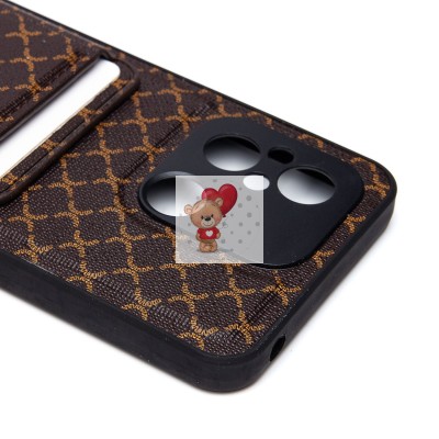 Чехол-накладка для Xiaomi Redmi 12C (кофейный) - SM022 c картхолдером