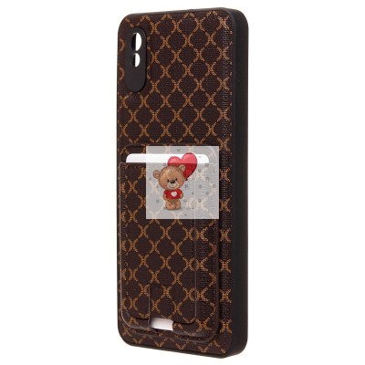 Чехол-накладка для Xiaomi Redmi 9A (кофейный) - SM022 c картхолдером