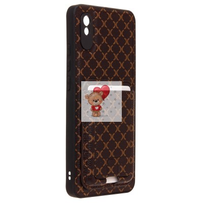 Чехол-накладка для Xiaomi Redmi 9A (кофейный) - SM022 c картхолдером