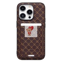 Чехол-накладка для Apple iPhone 14 Pro (кофейный) - SM022 SafeMag c картхолдером