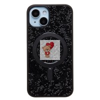 Чехол-накладка для Apple iPhone 13 россыпь кристаллов (титановый черный) - SM029 POSH SHINE SafeMag