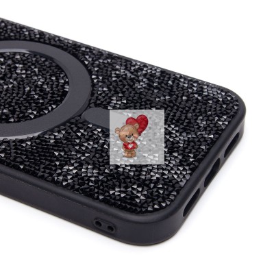 Чехол-накладка для Apple iPhone 13 россыпь кристаллов (титановый черный) - SM029 POSH SHINE SafeMag