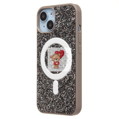 Чехол-накладка для Apple iPhone 13 россыпь кристаллов (титановый серый) - SM029 POSH SHINE SafeMag