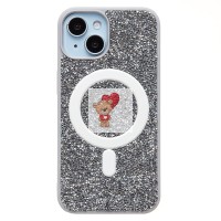 Чехол-накладка для Apple iPhone 13 россыпь кристаллов (титановый белый) - SM029 POSH SHINE SafeMag