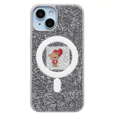 Чехол-накладка для Apple iPhone 13 россыпь кристаллов (титановый белый) - SM029 POSH SHINE SafeMag