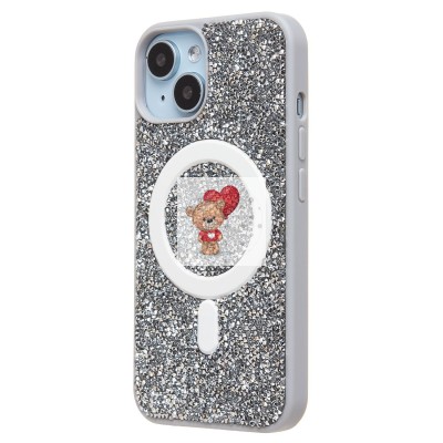 Чехол-накладка для Apple iPhone 13 россыпь кристаллов (титановый белый) - SM029 POSH SHINE SafeMag