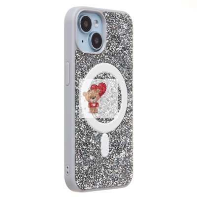 Чехол-накладка для Apple iPhone 13 россыпь кристаллов (титановый белый) - SM029 POSH SHINE SafeMag