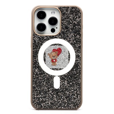 Чехол-накладка для Apple iPhone 15 Pro Max россыпь кристаллов (титановый серый) - SM029 POSH SHINE SafeMag Чехол-накладка для Apple iPhone 15 Pro Max россыпь кристаллов (титановый серый) - SM029 POSH SHINE SafeMag