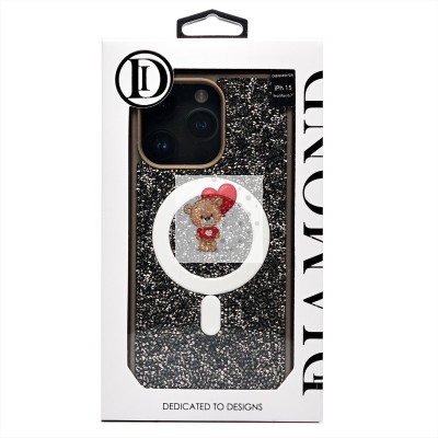 Чехол-накладка для Apple iPhone 15 Pro Max россыпь кристаллов (титановый серый) - SM029 POSH SHINE SafeMag