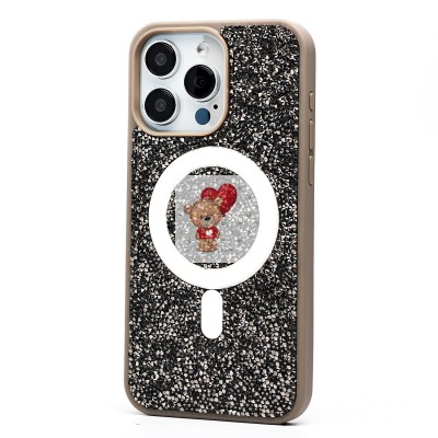 Чехол-накладка для Apple iPhone 15 Pro Max россыпь кристаллов (титановый серый) - SM029 POSH SHINE SafeMag