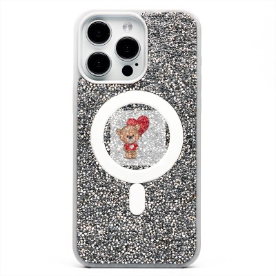 Чехол-накладка для Apple iPhone 15 Pro Max россыпь кристаллов (титановый белый) - SM029 POSH SHINE SafeMag Чехол-накладка для Apple iPhone 15 Pro Max россыпь кристаллов (титановый белый) - SM029 POSH SHINE SafeMag