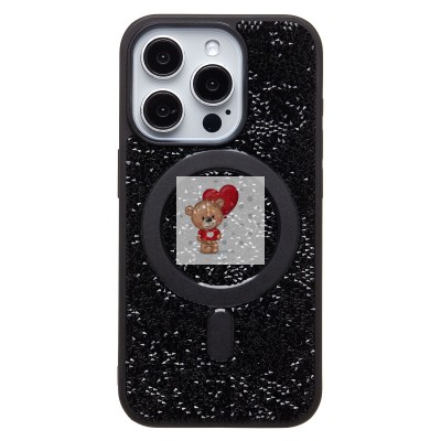 Чехол-накладка для Apple iPhone 15 Pro россыпь кристаллов (титановый черный) - SM029 POSH SHINE SafeMag Чехол-накладка для Apple iPhone 15 Pro россыпь кристаллов (титановый черный) - SM029 POSH SHINE SafeMag
