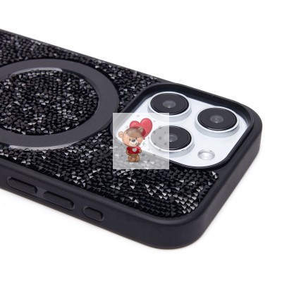 Чехол-накладка для Apple iPhone 15 Pro россыпь кристаллов (титановый черный) - SM029 POSH SHINE SafeMag