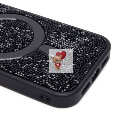 Чехол-накладка для Apple iPhone 15 Pro россыпь кристаллов (титановый черный) - SM029 POSH SHINE SafeMag