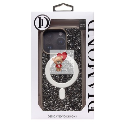 Чехол-накладка для Apple iPhone 15 Pro россыпь кристаллов (титановый серый) - SM029 POSH SHINE SafeMag