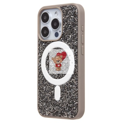 Чехол-накладка для Apple iPhone 15 Pro россыпь кристаллов (титановый серый) - SM029 POSH SHINE SafeMag