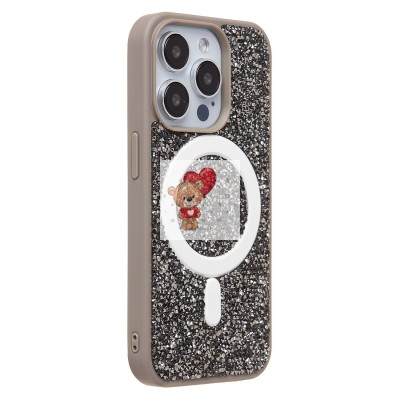 Чехол-накладка для Apple iPhone 15 Pro россыпь кристаллов (титановый серый) - SM029 POSH SHINE SafeMag