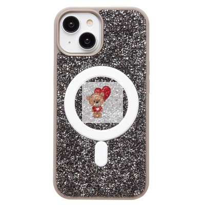 Чехол-накладка для Apple iPhone 15 россыпь кристаллов (титановый серый) - SM029 POSH SHINE SafeMag